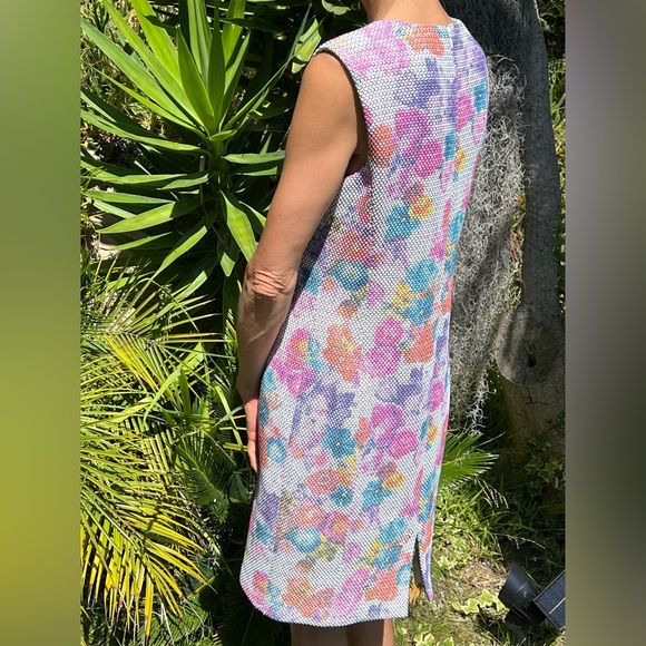 Worth New York White Azalea Coral Openweave Floral Print Sheath Dress M - Picture 7 of 15